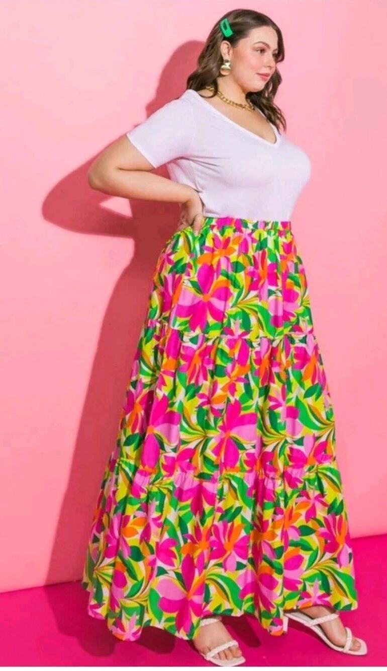 Flying Tomato 2XL Weekend In Napa Poplin Elastic Waist Tiered Maxi Skirt NWOT